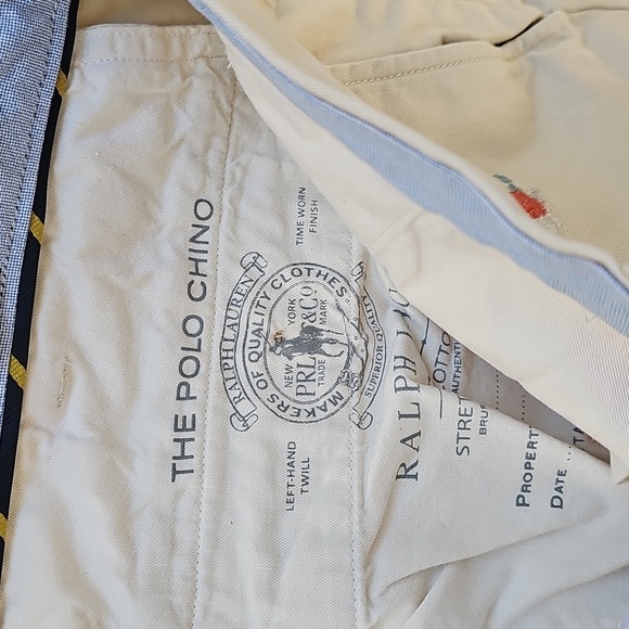 Ralph Lauren Tan Embroidered Chinos The Polo Chinos Sailing Size 36/30 - Picture 5 of 6